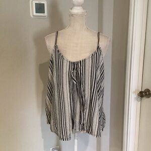 NWOT Black and White Sleeveless Camisole with Tie Front